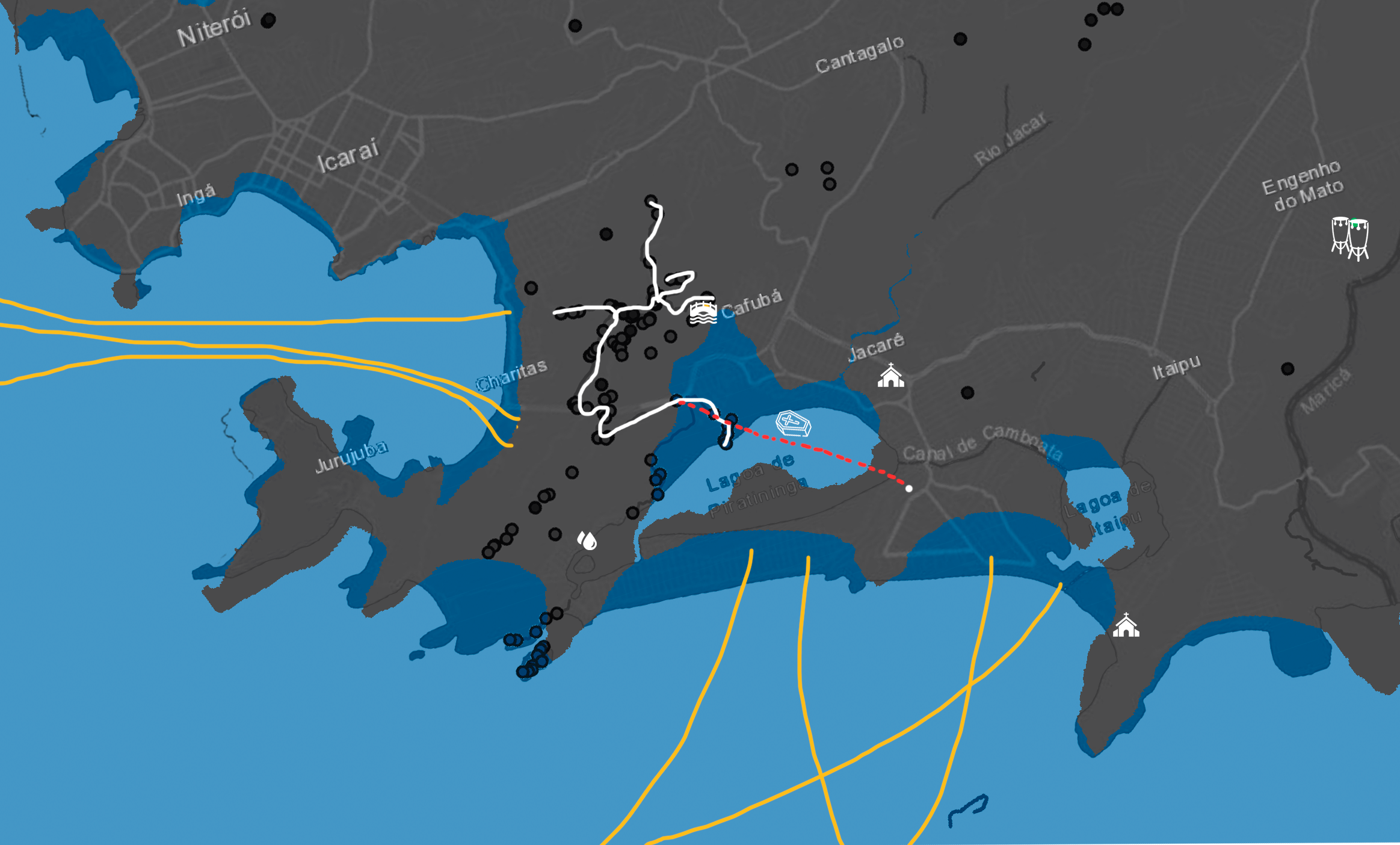 Mapa de circuitos de pesca e do 'Solta Caixão'